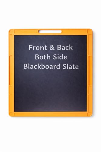 Image of YAJNAS Double Sided Blackboard Slate with Handle for Kids Chalkboard Writing Drawing Learning Board Pre Writing Practice Educational Toy for Toddlers Preschool Nursery LKG UKG Children 8.5x10.50 Inch