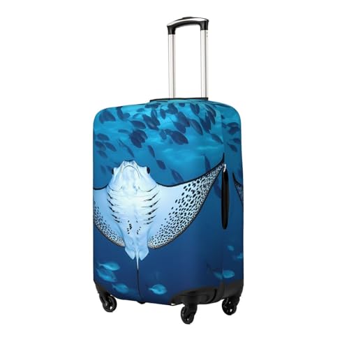 Manta Ray And Fish Elastic Travel Luggage Cover, Washable Spandex Suitcase Protector, Anti-Scratch Fits 18-32 Inch2