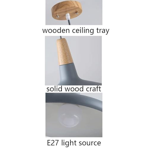 Lustre de couleur moderne avec finition bois massif et abat-jour nordique - 3
