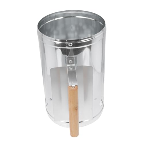 Toddmomy Accenditore per Barbecue a Carbone in Lamiera Impugnatura in Legno, Scudo Termico Protettivo, Base Ampia e Prese D’Aria per Accensione Rapida, per Grigliate all’Aperto e Campeggio