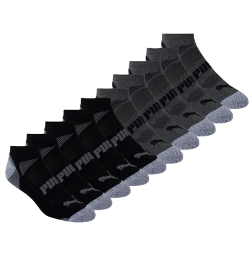Puma Men's Extended Size No Show Socks, 10 Pairs, Black, Fits Shoe Sizes 12-16