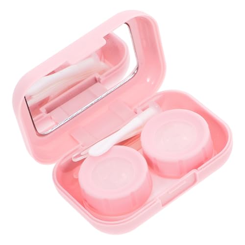 TOVINANNA 1 Juego Estuche para Lentes de Contacto Caso Soporte para Cepillo de tecnología Poseedor Productos Soporte para Lentes de Contacto contenedor de Lentes de Contacto AbS Rosa