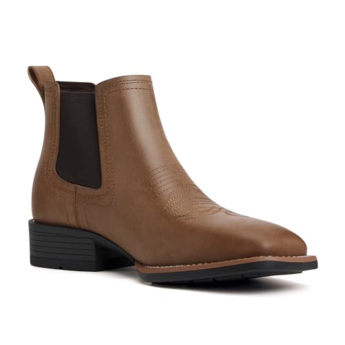 Image of Julyrose Cowboy Boots for Men Square Toe Mens Western Boots Slip On Casual Retro Boots