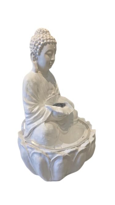 Lotus Buddha Water Fountain for Home, Office,Table Top Waterfall Indoor, Garden White Color Large Size - 2 Feet-picture-17