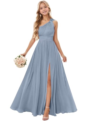 One Shoulder Junior Bridesmaid Dresses for Wedding Chiffon Flower Girl Dress Girls Formal Dress4