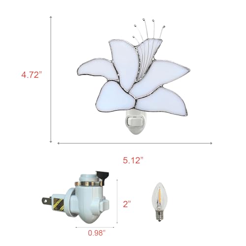Image of CHEZBABY Stained Glass Night Light Plug into Wall Lamp Decorative Accent Nightlight for Hallway Bedroom Bathroom Kitchen Home Decor(Lily)