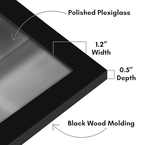 Americanflat 13x30 Picture Frame with Polished Plexiglass - Black Picture Frame - Wide Photo Frames Made of Engineered Wood for Vertical or Horizontal Wall Display - Epic Collection - Black