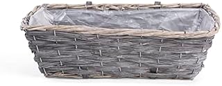 Pack of 2 Wicker Balcony Trough Planter Fence Planters Garden Outdoor Hanging Baskets