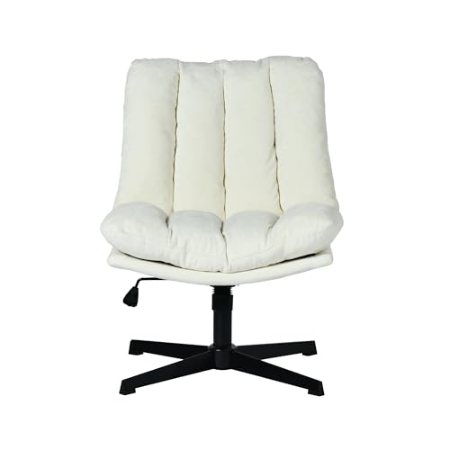 MEUBLE Cosy Sillón Giratoria 360° Butaca de Salón con Altura Ajustable Función de Inclinación Silla con Asiento Grueso Respaldo en Tela, Beige