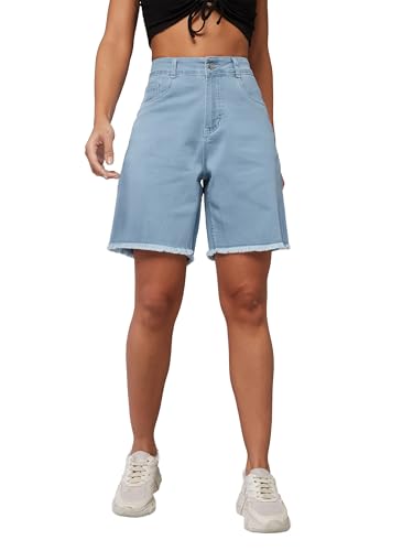 Image of Dolce Crudo Above Knee Denim Shorts for Women