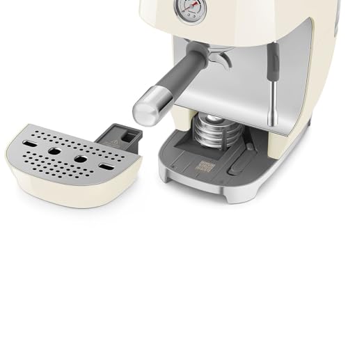 Image of Smeg ECF03 Made in Italy Retro Espresso Machine with Cold Brew, 15 Bar Pump, Thermoblock Heating, Steam Wand, Adjustable Temperature, 47 oz Water Tank- (Cream)