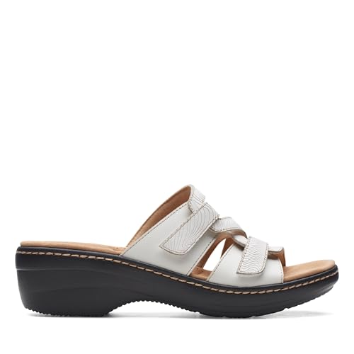 Clarks Clarks Collection Women's Merliah Karli Wedge Sandal, White Leather, 8.5 Medium US