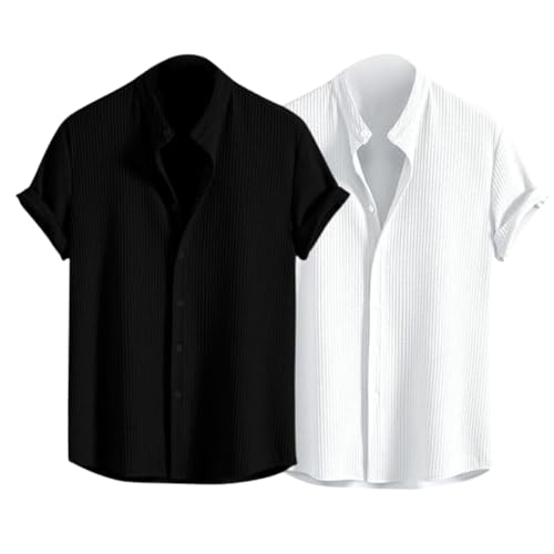 Image of GRECIILOOKS Men's Polycotton Regular Fit Casual Shirt | Stylish | Printed | Solid | Short Sleeve | Trendy (Available in Plus Size)