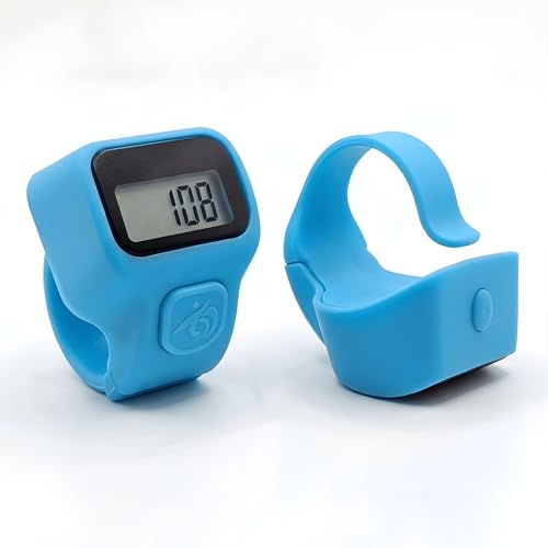 Image of Digital Ring Counter, LCD Display, Finger Tally Clicker for Meditation and Prayer, Ring Style (Pack of 1) (Sky Blue)