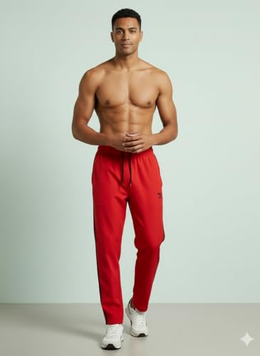 Image of Men's NS Cotton Track Pants, Elastic Waistband, Pockets & Jip Casual Sports Trousers, Gym Sports Workout Plus Size (S to 6XL)