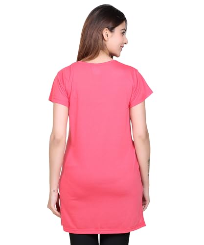 Image of DG Divine GirL Women's Cotton Printed Long Regular Fit Round Neck Top /T-Shirt /Tshirts