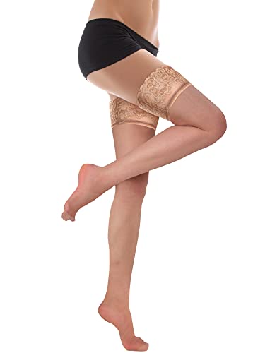 Image of Geyoga Women's Lace Thigh High Stockings over The Knee Stockings for Women Sheer Thigh High with Lace Top