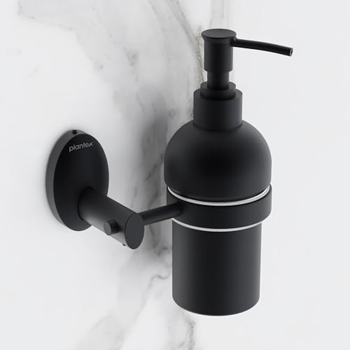Image of Plantex Liquid Soap Dispenser for Bathroom /304 Grade Stainless Steel Wall Mount handwash Dispenser /Shampoo Dispenser /Bathroom Accessories - Oreva (Black)