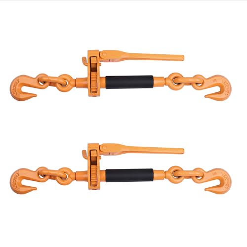 Image of Ratchet Binder Plus Ratchet Chain Binder - 2 Pack Load Binder, 3 /8 inch - 1 /2 inch Grade 70 Chain, 12000 LBS Working Load Limit, Heavy-Duty Ratchet Binder with Folding Handle, DOT & SAE Compliant