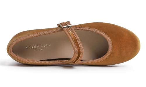 FEVERSOLE Women's Soft Cushion Extra Padded Comfort Round Toe Mary Jane Metal Buckle Fashion Ballet Flats Walking Shoes2