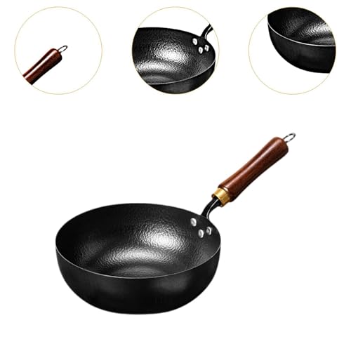 Wok con mango de madera y fondo plano de hierro miniatura 3