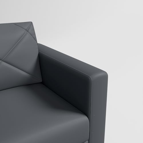 Image of Interio by Godrej Sofa Quad 1 Seater Leatherette Sofa for Living Room, 1-Year Warranty, Pinewood, Nimbus Grey