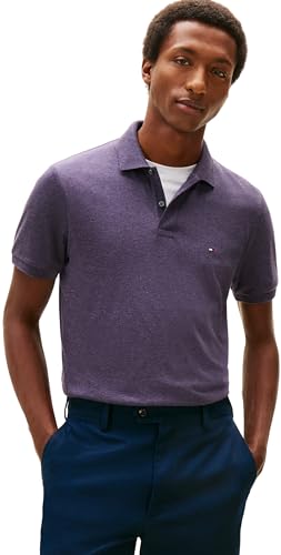 Tommy Hilfiger Polo da Uomo in Cotone Liquido Reg stagionale MW0MW39994 S/S, Viola, M, Viola (Mulberry Haze Heather), M