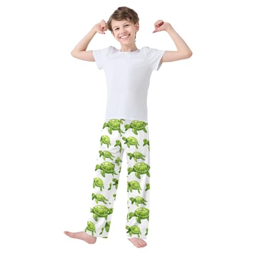 ALAZA Green Cartoon Turtle 3D Pajama Pants Long Sleep Pant Pajama Bottoms Elastic Waist with Pockets3