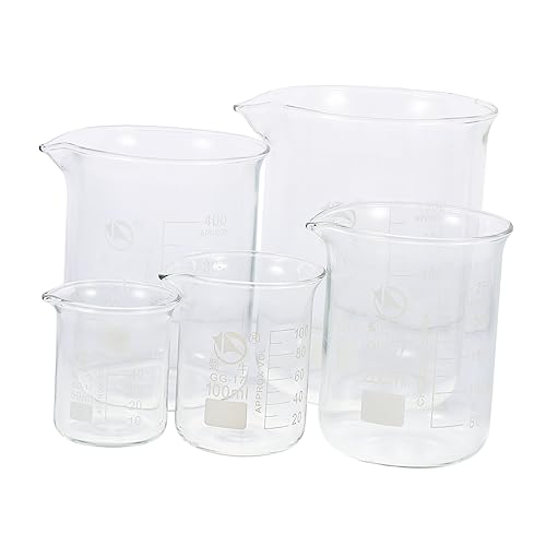 Unomor High-temperature Resistant 5pcs Graduated Beakers Measuring Cups Science