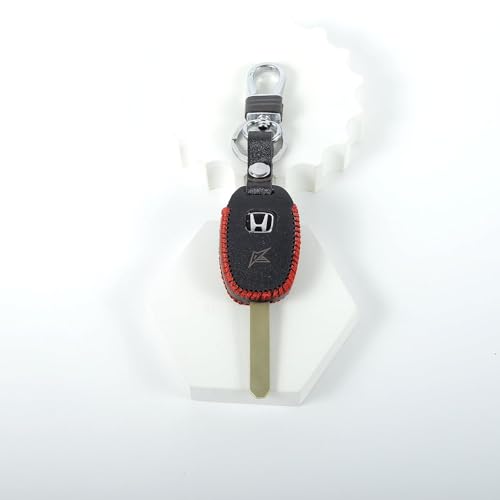 Image of Leather Smart Car Key Cover Case for Honda Amaze, Brio, Civic, City, CRV, Brv etc 2 Button (Black)