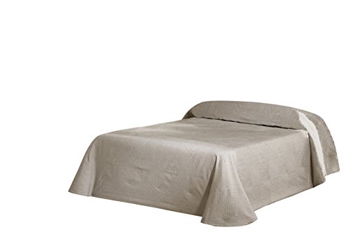 Colcha Eysa Pirámide de 235 cm en color beige para camas de matrimonio 2