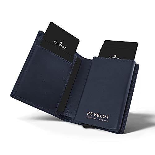 BiFold Cardholder Wallet/Genuine Leather with RFID Blocking / W1 (Blue Nappa)2