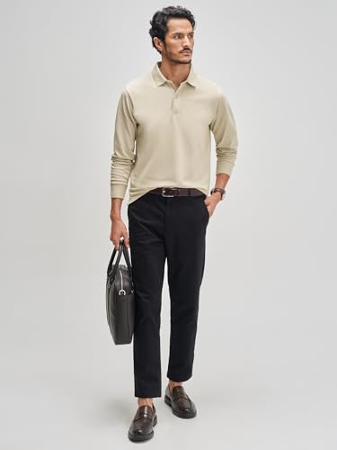 Image of XYXX Men's Solid Cotton Polo T-Shirt | Polo Neck Tshirts | Full Sleeves | Solid-Regular Fit