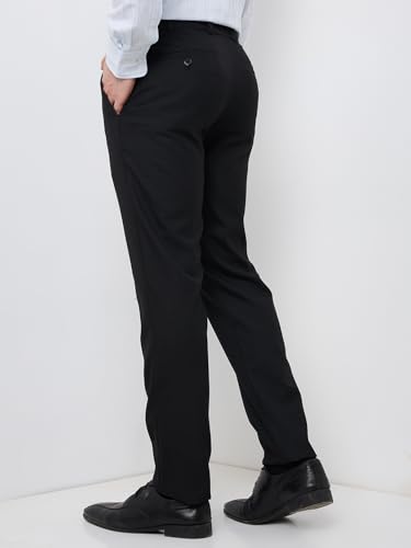 Image of Raymond Men Slim Fit Checks Pattern Poly Viscose Blend Flat Front Formal Trouser