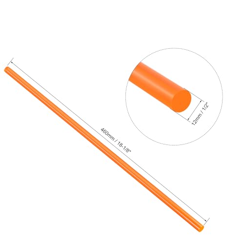 Image of uxcell Acrylic Round Rod, Orange,1 /2 inch Diameter 18-1 /8 inch Length, Solid Plastic PMMA Bar Stick 3pcs