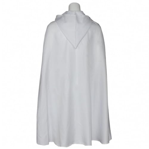 Cape de templier blanche à capuche pour soirée Halloween et cosplay médiéval - 6