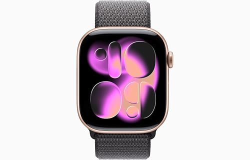 Image of Apple Watch Series 11 [GPS, 46mm] Rose Gold Aluminum Case with Dark Gray Sport Loop Band, One Size (Renewed)