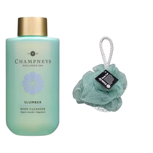 Champneys Slumber Body Cleanser 350ML With Organic Lavender fragrance & Magnesium With Free Beauty Body Puff(Any Colour)