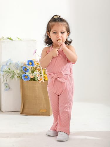 Derouetkia Infant Baby Girl Romper Summer Sleeveless Halter One Piece Jumpsuit Cute Bell Bottom Pants Outfits Clothes3