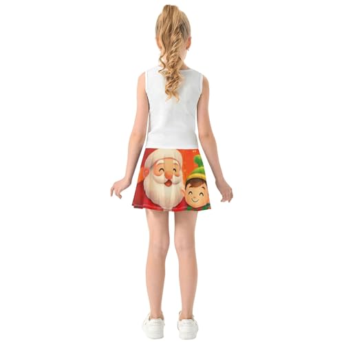 Dance Athletic Shorts for Girls Skorts Kids Tennis Skirts Teen Skirt Merry Christmas Red 4t4