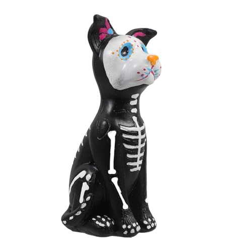 Day of The Dead Dog Figurine, Halloween Sugar Skulls Animal Statue Resin Skeleton Sculpture, Ofrenda Decorations for Altar Dog