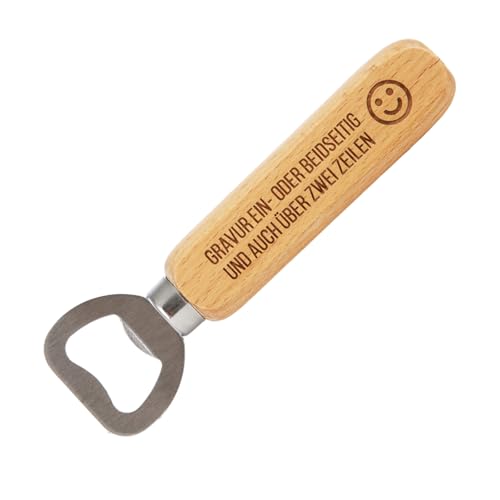 Flaschenöffner mit beidseitiger Gravur – Holzgriff mit Wunschtext & Motiv – personalisierter Edelstahl-Öffner… – Ansicht 3