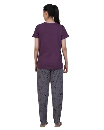 Image of Women's Premium Cotton Print Night Suits - Comfortable & Stylish Pajama Set with Pockets