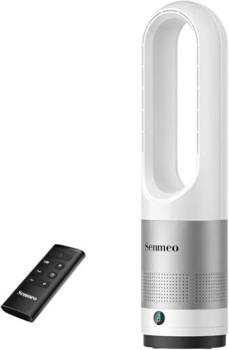 Senmeo Ventilateur Sans Pale, Ventilateur Colonne avec Télécommande, 55 cm, Oscillation 90°, 8 Vitesses, Minuterie 9H, Affichage LED, Ventilateur Silencieux...
