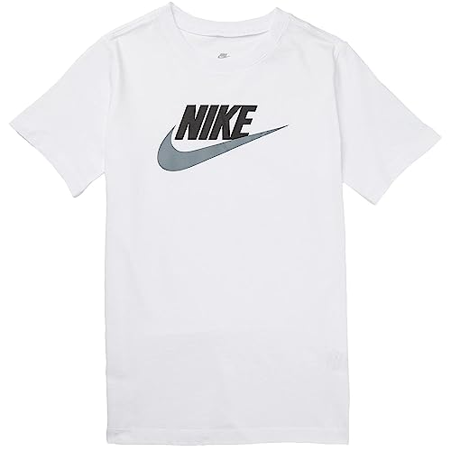 Nike Boy's NSW Futura Icon Tee (Little Kids/Big Kids) White/Black/Smoke Grey XL (18-20 Big Kid)