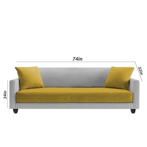 Image of Casaliving Dominic 3 + 2 Seater Sofa Set for Living Room (Yellow Grey) Premium Fabric Sofa