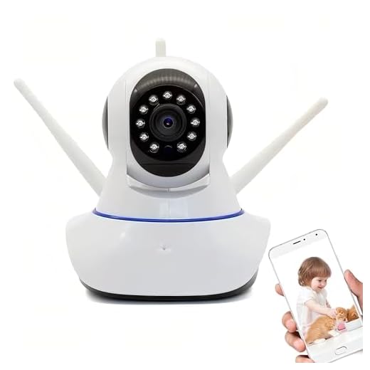 Câmera De Segurança Babá Eletrônica 1080p Full Hd Wifi Com 3 Antenas Microfone Áudio Visão Noturna