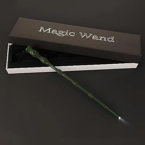 Image of MilesMagic Harry Potter Wand With Magic Spell And Platform Ticket | Wizard Cosplay Light Up LED Sorcerer's Witchcraft Magic Dress Up Wand For Potterheads | 33 Cm | (Albus Dumbledore), Multicolor