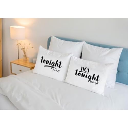 Tonight Not Tonight Reversible Pillowcase Bridal Shower Gift Ready Packaging (20x30 for Standard/Queen Sized Pillows)