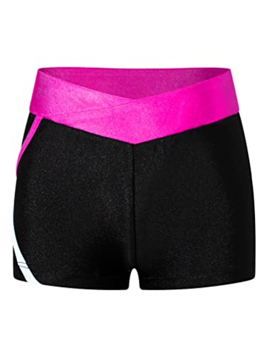 Yeahdor Kids Gymnastic Dance Shorts Low Waist Elastic Sport Shorts Stretchy Tight Running Bottom Hot Pink 8 Years